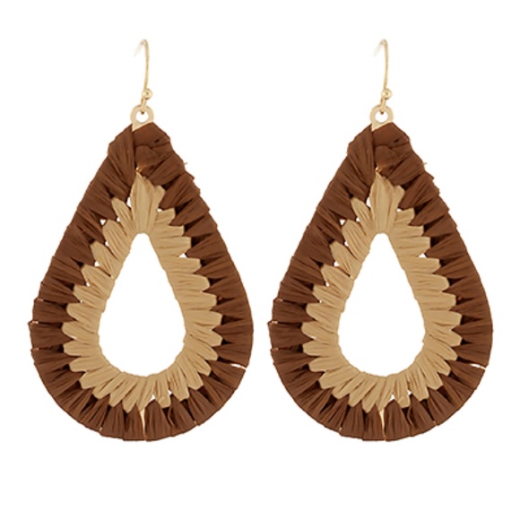 Wrapped Raffia Teardrop Earrings - Picture 1 of 1